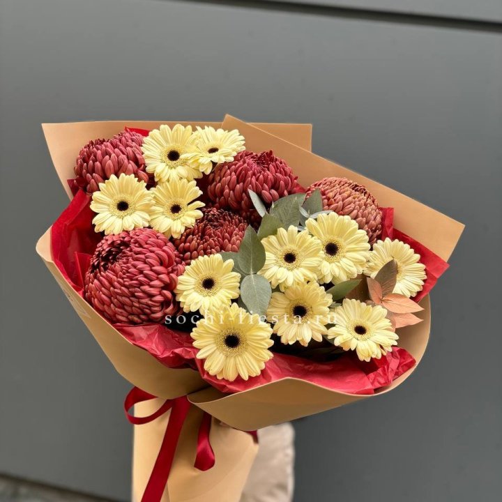 Букет гербер и хризантем Бигуди в Иваново