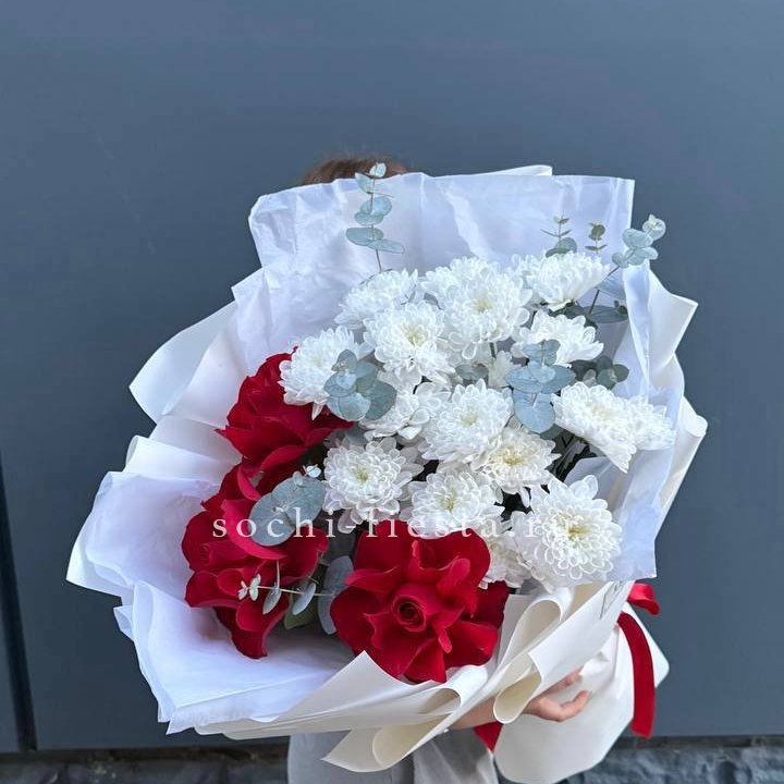 Дуо розы и хризантемы в Иваново