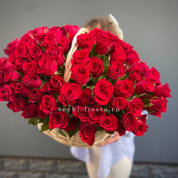 121 красная роза в корзине   в Иваново