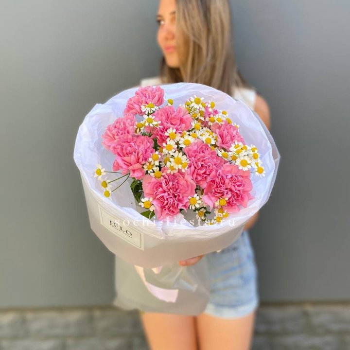 Дуобукет диантусов и ромашек в Иваново