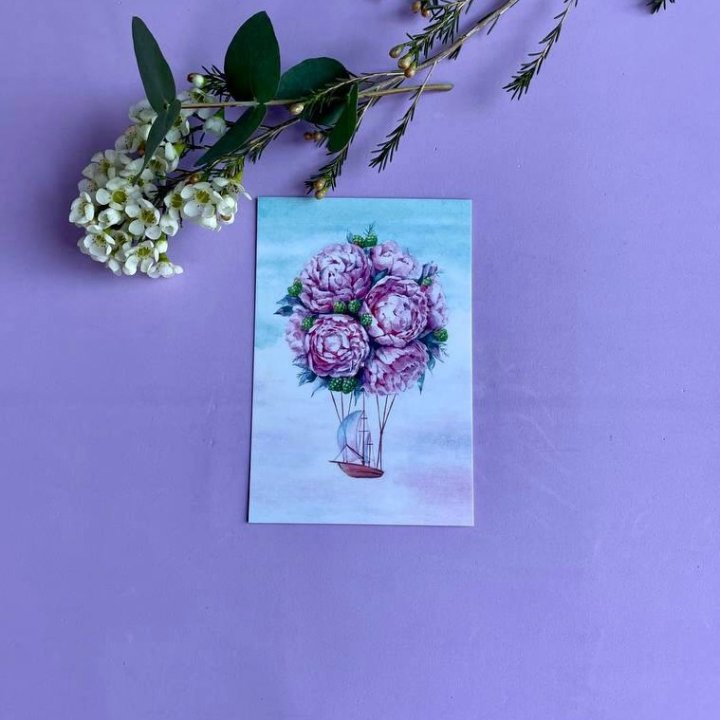 Открытка к букету "Пион" в Иваново
