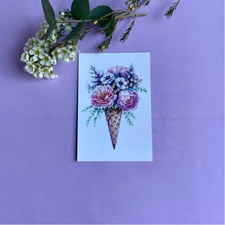 Открытка к букету "Цветочно-кремовый" в Иваново