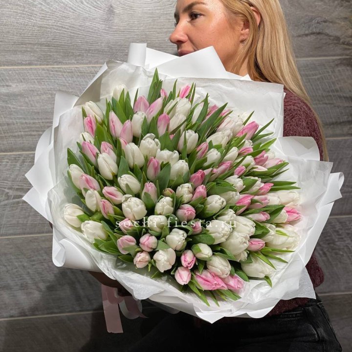 101 тюльпан нежный микс в Иваново